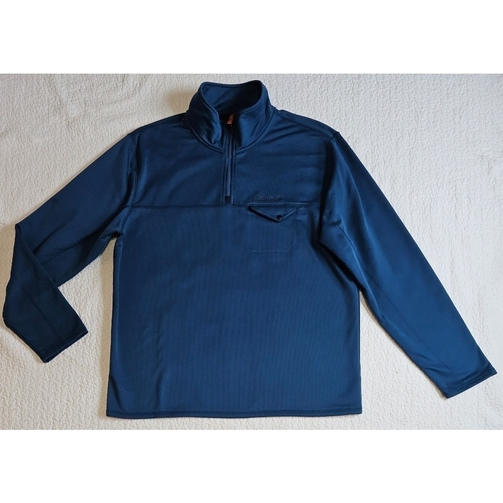 Timberland Mens Blue 1/4 Zip Pullover Fleece Jacket Sweater